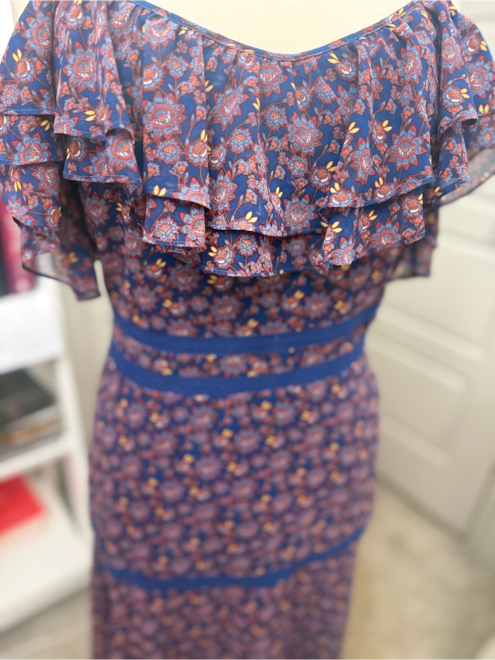 Rebecca Minkoff Women’s Navy Floral Boho Maxi Dress - Picture 6 of 6